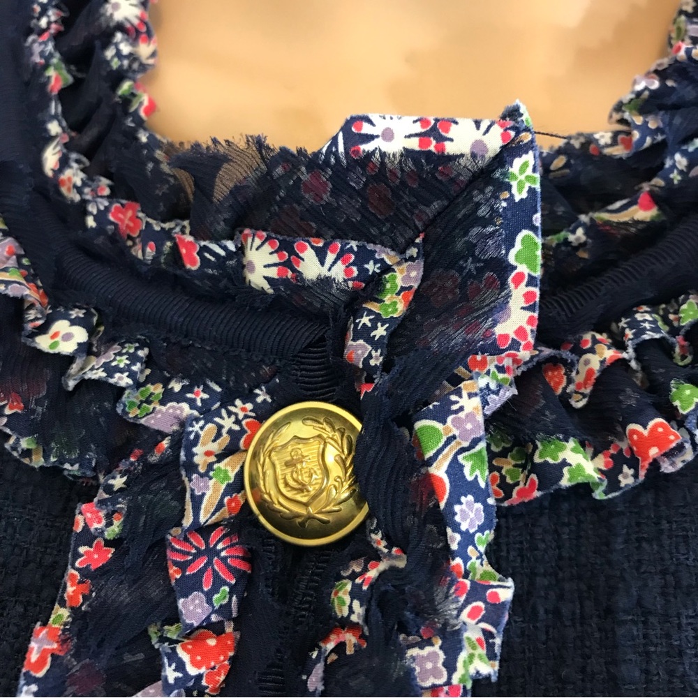 J.Crew Lady Jacket with Liberty Trim Navy Blue Size 8 - Picture 8 of 15